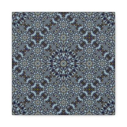 Kaleidoscope Pattern Matte Canvas Wall Art — Blue Geometric Stretched Canvas (1.25″)
