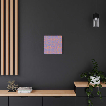 Abstract Geometric Pattern Matte Canvas Wall Art - Vibrant Orange & Blue Stretched Canvas