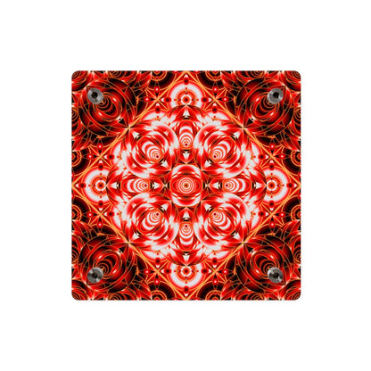 Acrylic Wall Art Panel — Red Kaleidoscope Mandala Decorative Square