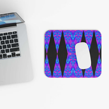 Futuristic Diamond Kaleidoscope Mouse Pad — Vibrant Neon Computer Desk Decor