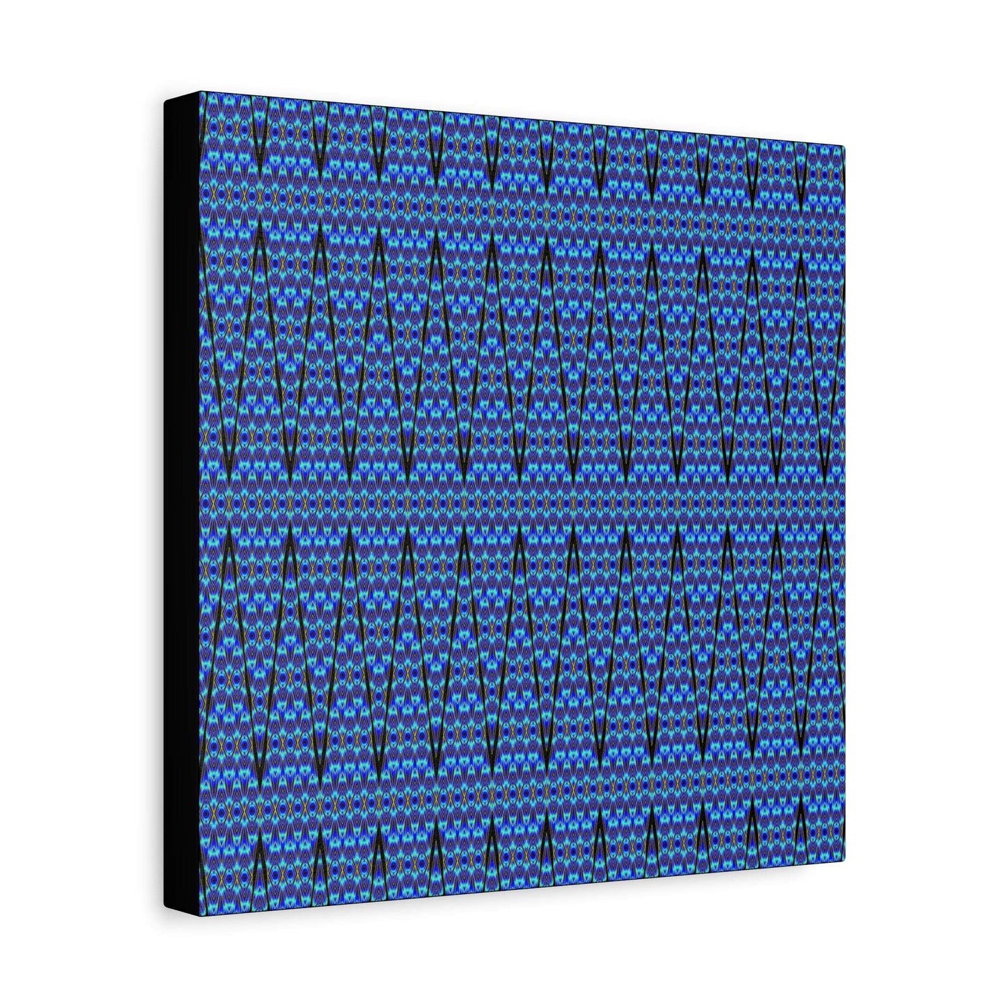 Blue Geometric Pattern Matte Canvas Wall Art - Stretched 1.25"