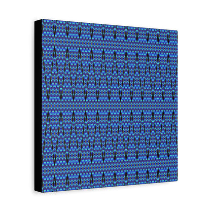 Blue Geometric Pattern Matte Canvas Wall Art - Stretched 1.25"