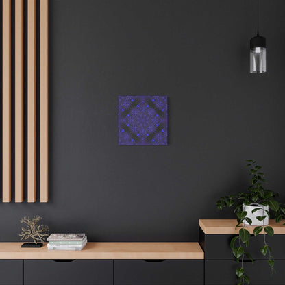 Galactic Mandala Matte Canvas Wall Art — Deep Purple Geometric Stretched Canvas
