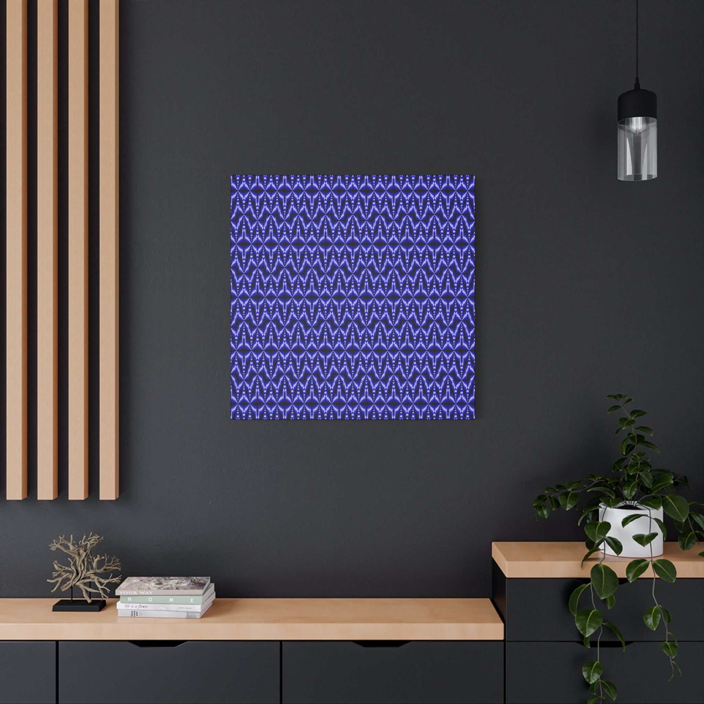 Blue Geometric Pattern Matte Canvas Wall Art — Modern Abstract Stretched Canvas