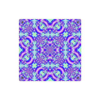 Psychedelic Kaleidoscope Acrylic Wall Art Panel — Vivid Blue & Purple Mandala