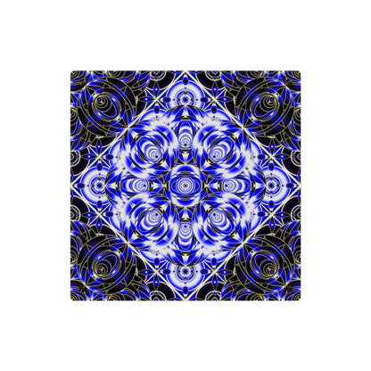 Acrylic Wall Art Panel — Blue Gold Kaleidoscope Geometric Design