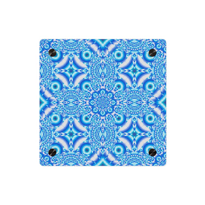 Blue Kaleidoscope Acrylic Wall Art Panel — Geometric Mandala Home Decor