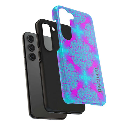 Personalized Tough Phone Case — Blue & Purple Mandala Design (Custom Name)