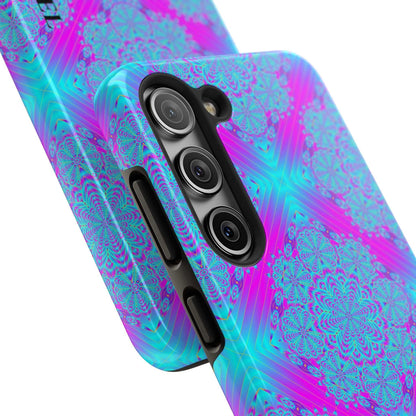 Personalized Tough Phone Case — Blue & Purple Mandala Design (Custom Name)