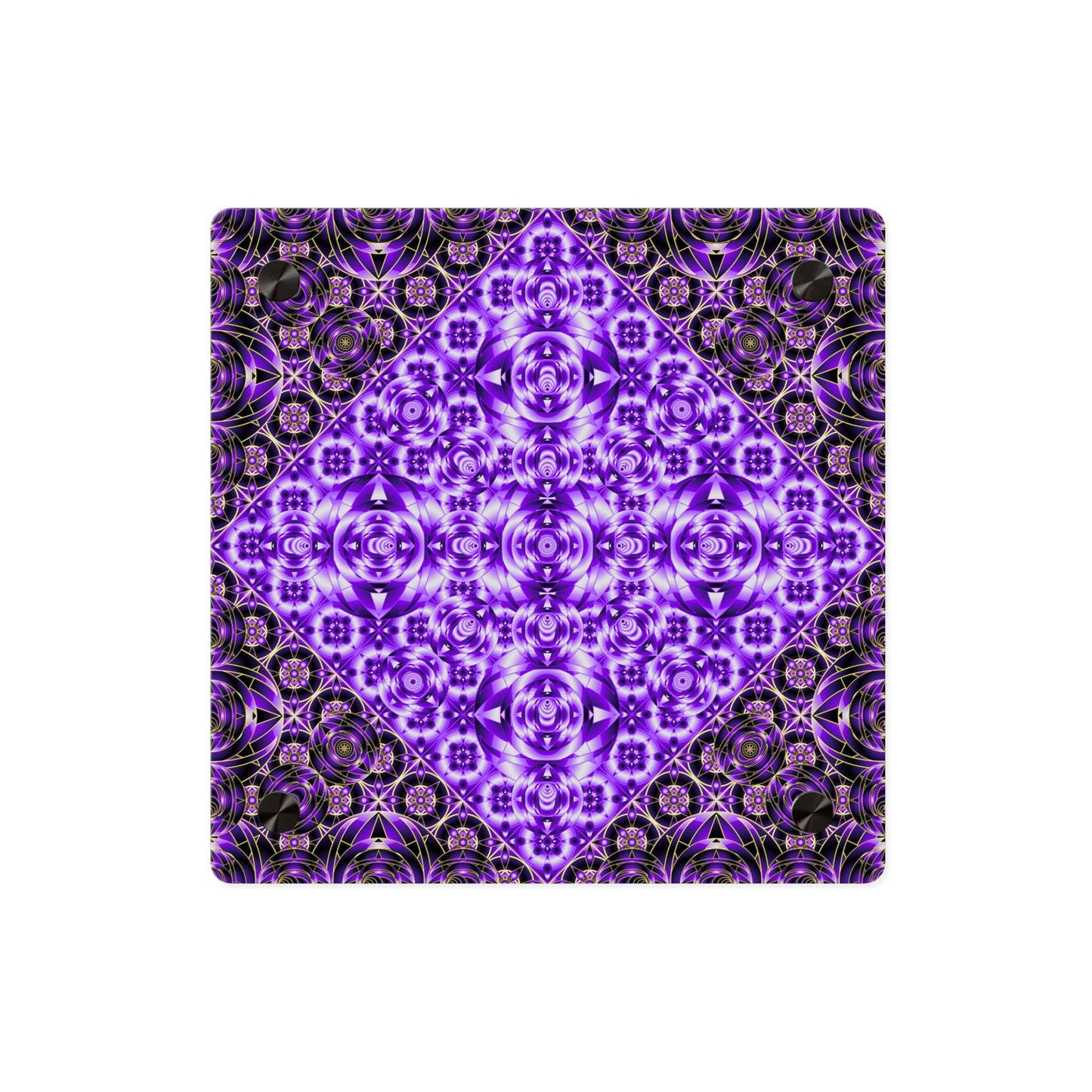 Purple Kaleidoscope Acrylic Wall Art Panel — Geometric Mandala Decor
