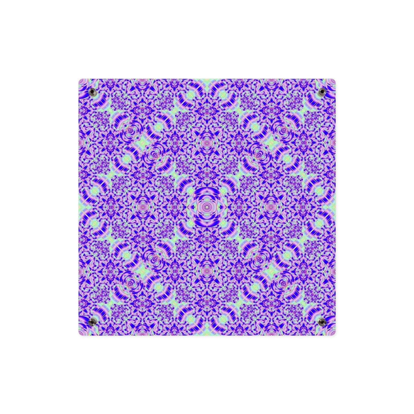 Psychedelic Kaleidoscope Acrylic Wall Art Panel — Vibrant Purple & Neon Green Geometric Decor