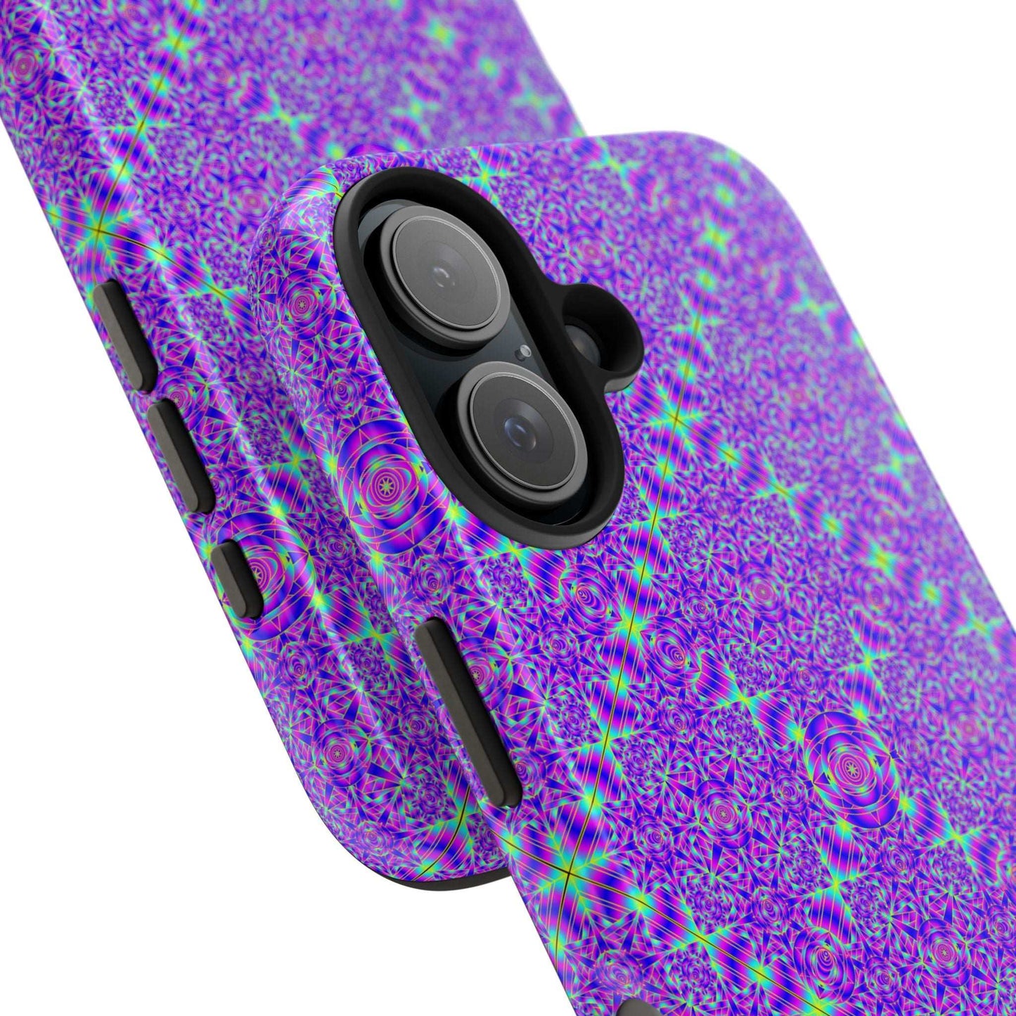 Purple Kaleidoscope Tough Phone Case — Protective iPhone Cover with Vibrant Geometric Pattern