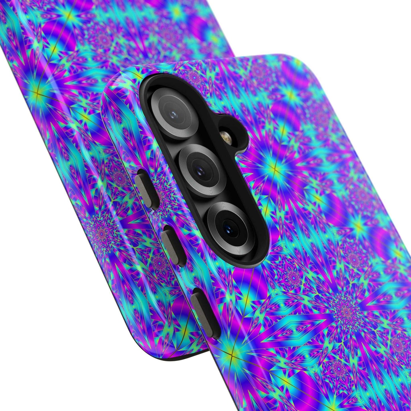 Psychedelic Kaleidoscope Tough Phone Case — Vibrant Purple & Teal Protective Cover