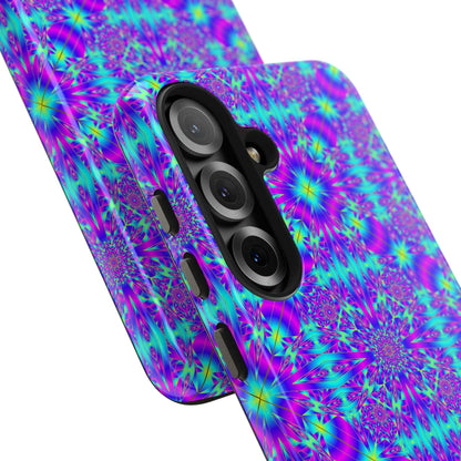 Psychedelic Kaleidoscope Tough Phone Case — Vibrant Purple & Teal Protective Cover