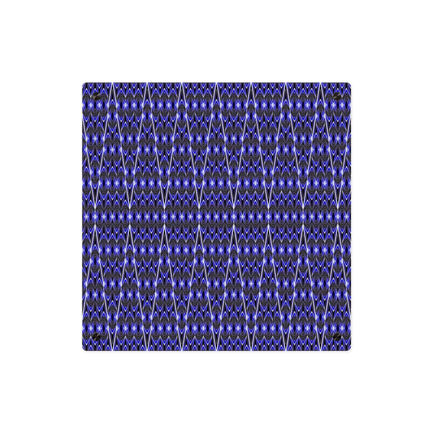 Blue Geometric Acrylic Wall Art Panel — Modern Abstract Pattern