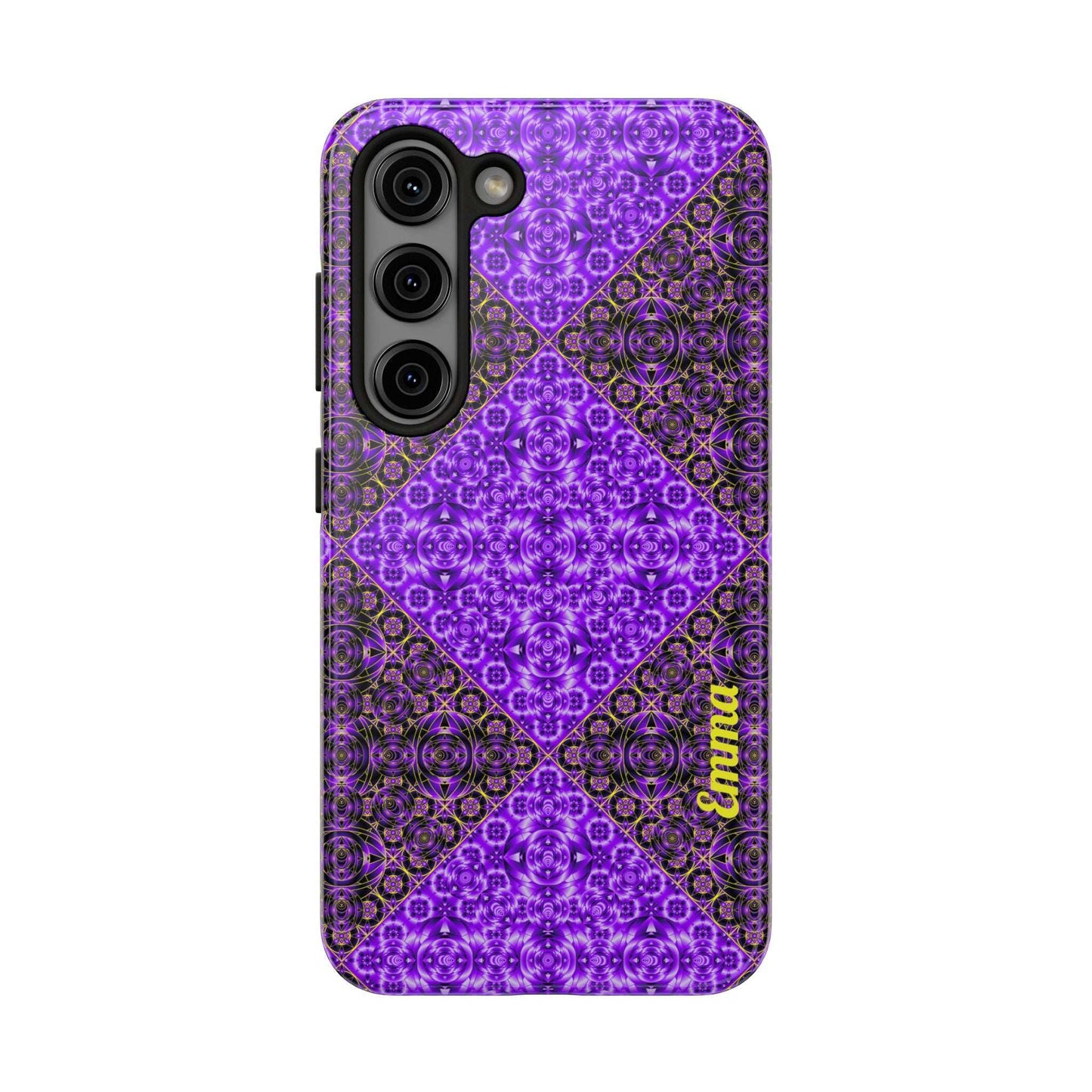 Personalized Purple Mosaic Tough Phone Case — Custom Name Phone Cover