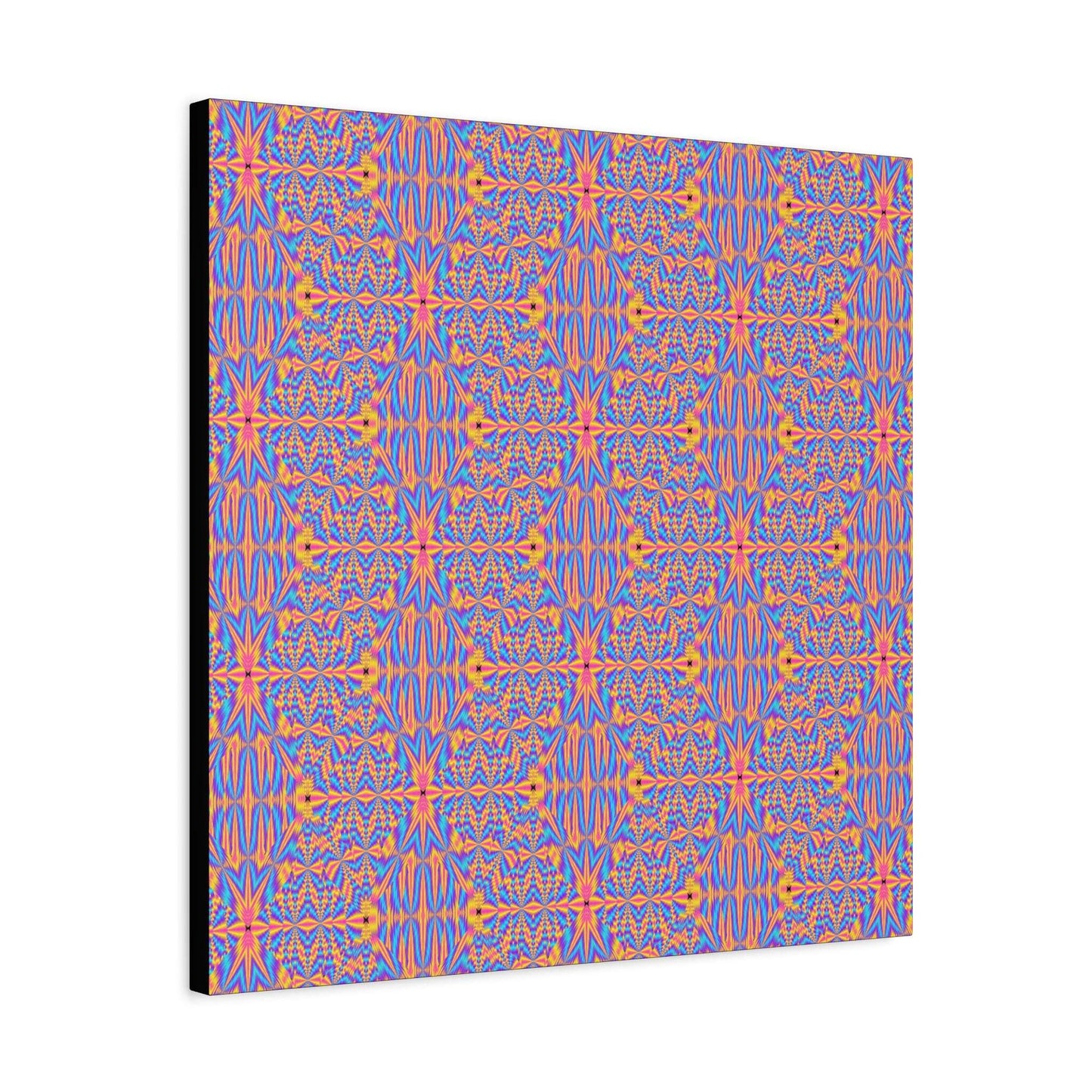 Abstract Geometric Pattern Matte Canvas Wall Art - Vibrant Orange & Blue Stretched Canvas