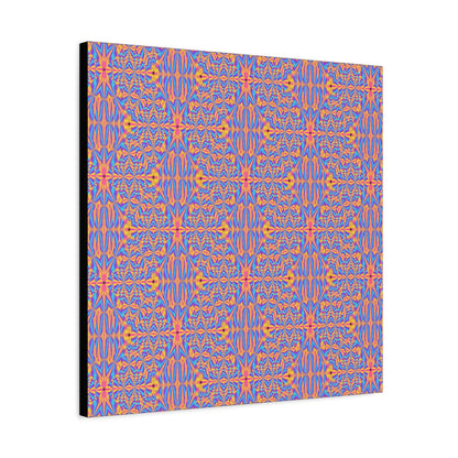 Abstract Geometric Pattern Matte Canvas Wall Art - Vibrant Orange & Blue Stretched Canvas