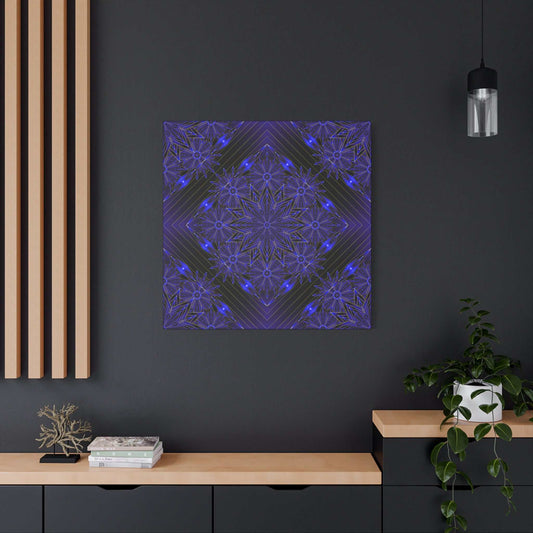 Galactic Mandala deep purple geometric matte canvas wall art on 1.25-inch pine frame