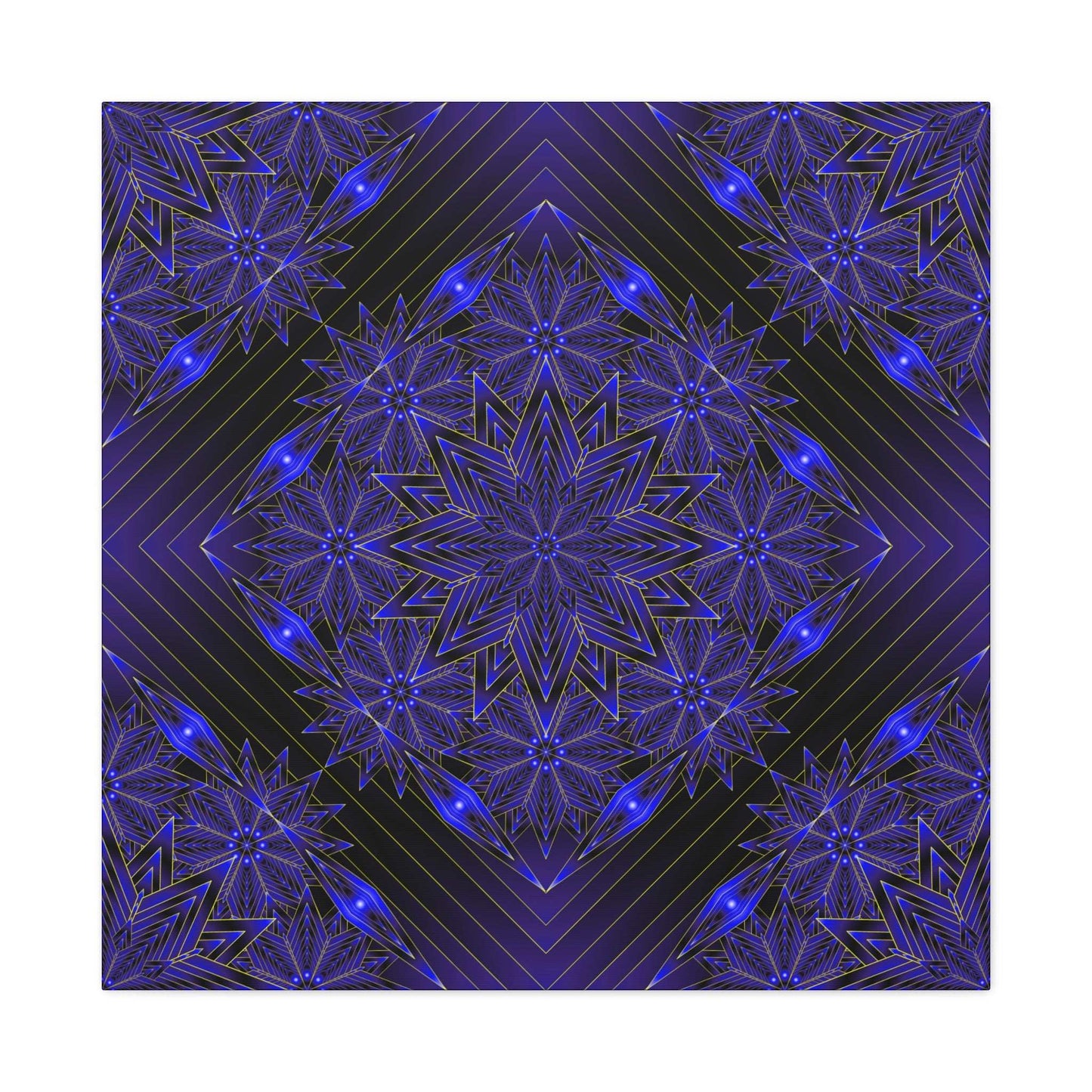 Galactic Mandala Matte Canvas Wall Art — Deep Purple Geometric Stretched Canvas