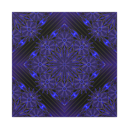 Galactic Mandala Matte Canvas Wall Art — Deep Purple Geometric Stretched Canvas