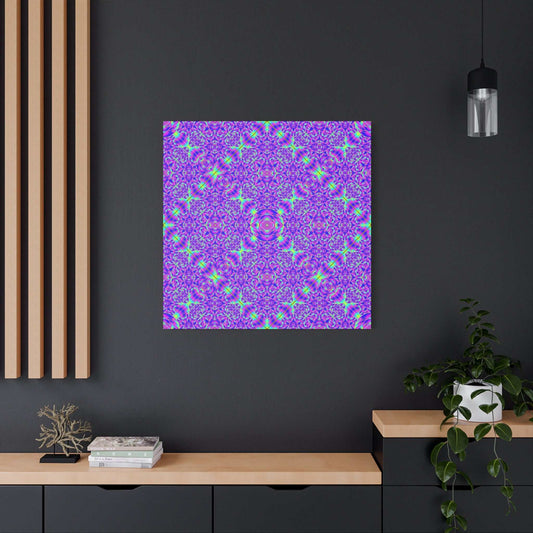 Kaleidoscope purple geometric canvas with mandala pattern on matte stretched pine frame