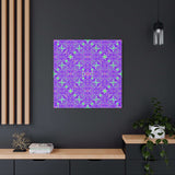 Kaleidoscope purple geometric canvas with mandala pattern on matte stretched pine frame