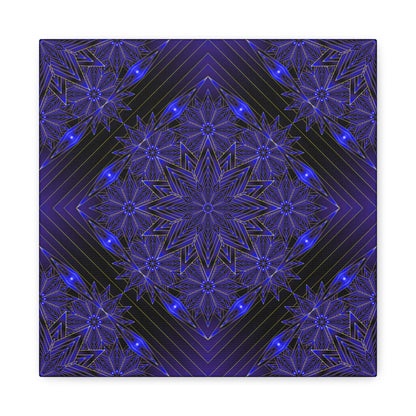 Galactic Mandala Matte Canvas Wall Art — Deep Purple Geometric Stretched Canvas
