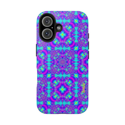 Psychedelic Kaleidoscope Tough Phone Case — Vibrant Purple & Teal Protective Cover