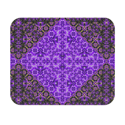 Purple Mosaic Kaleidoscope Mouse Pad — Geometric Jewel Tone Desk Accessory
