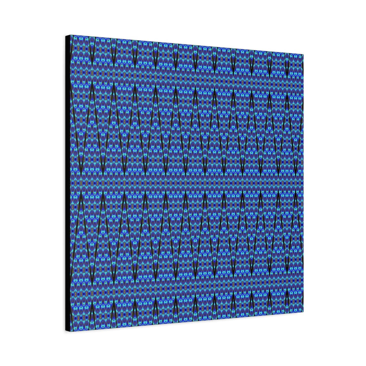Blue Geometric Pattern Matte Canvas Wall Art - Stretched 1.25"