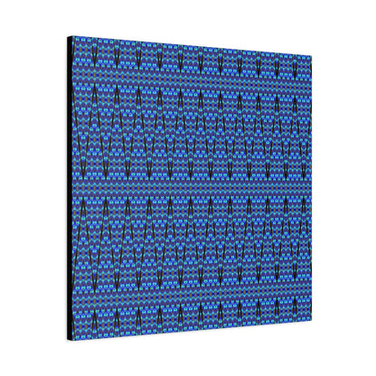 Blue Geometric Pattern Matte Canvas Wall Art - Stretched 1.25"