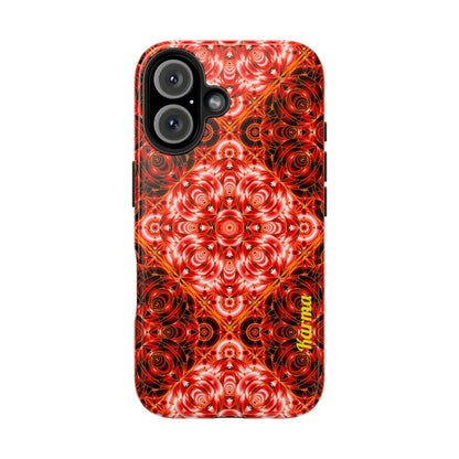 Red Floral Kaleidoscope Tough Phone Case — Personalized Name Option