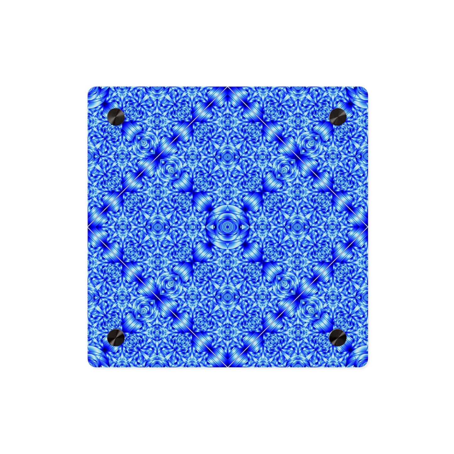 Blue Kaleidoscope Acrylic Wall Art Panel — Modern Geometric Home Decor