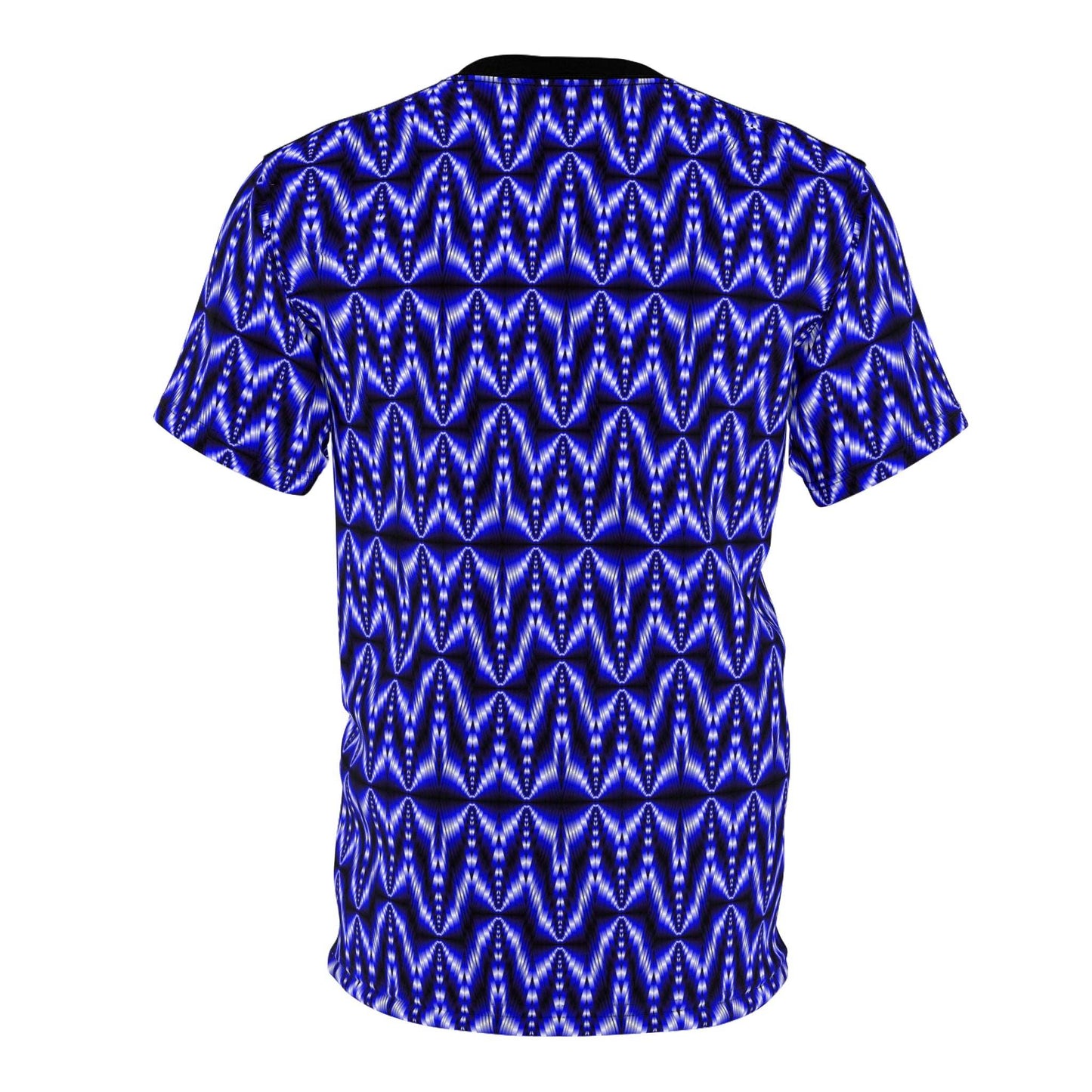 Blue Geometric Tie-Dye Tee — All-Over Print Pattern Shirt