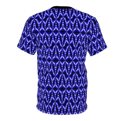 Blue Geometric Tie-Dye Tee — All-Over Print Pattern Shirt
