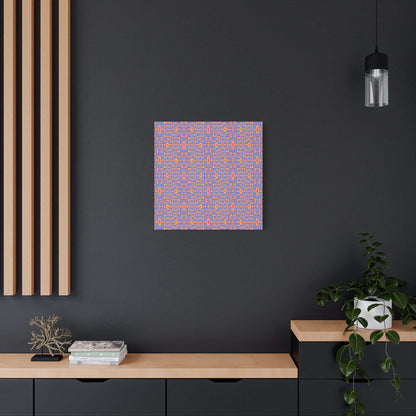 Abstract Geometric Pattern Matte Canvas Wall Art - Vibrant Orange & Blue Stretched Canvas