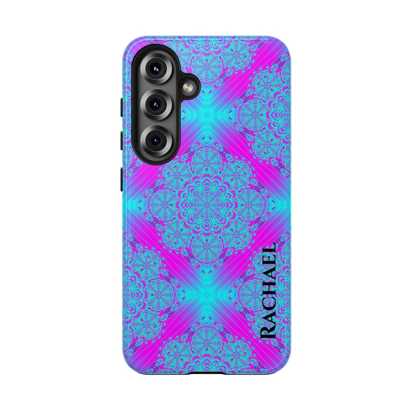 Personalized Tough Phone Case — Blue & Purple Mandala Design (Custom Name)