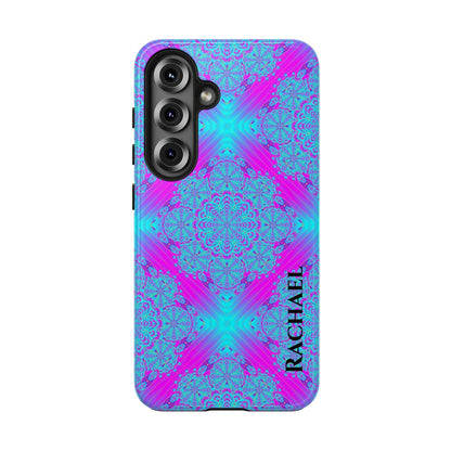 Personalized Tough Phone Case — Blue & Purple Mandala Design (Custom Name)