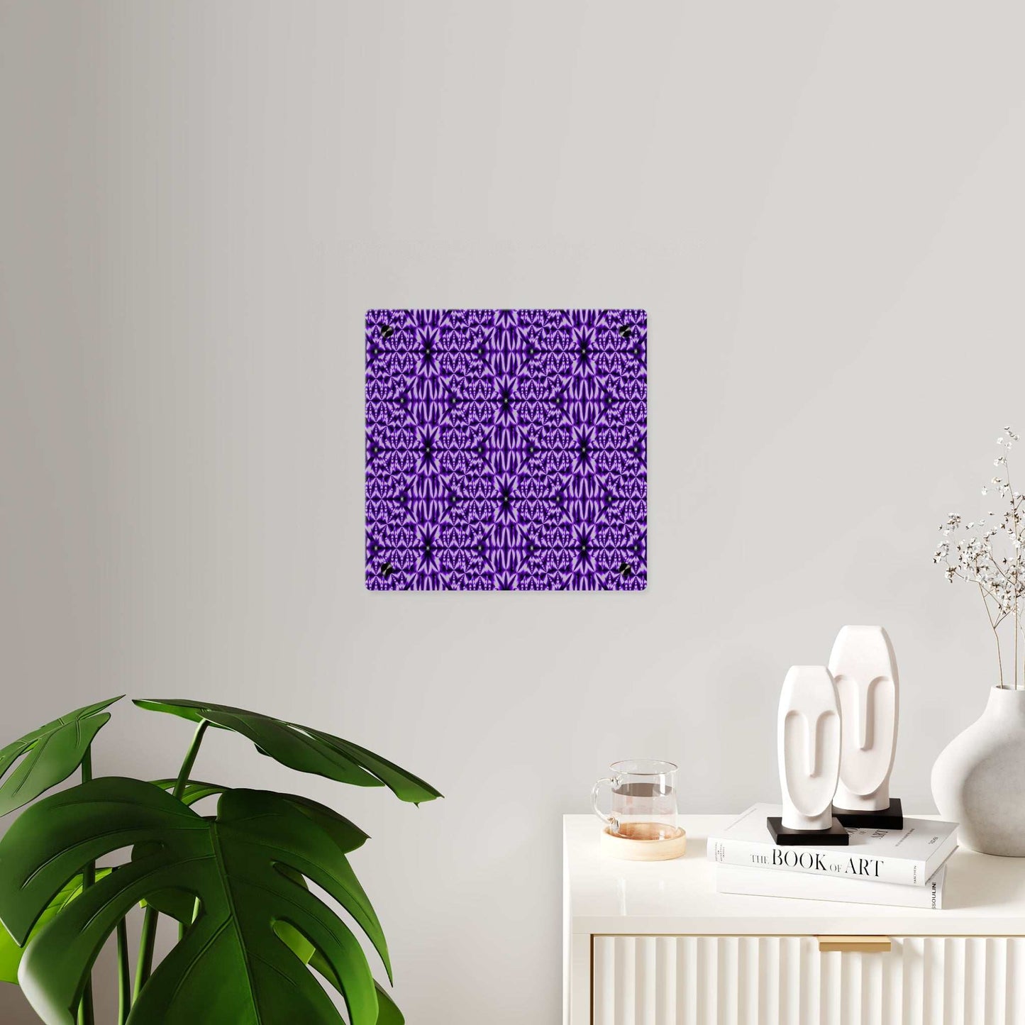 Purple Kaleidoscope Acrylic Wall Panel — Geometric Abstract Home Decor