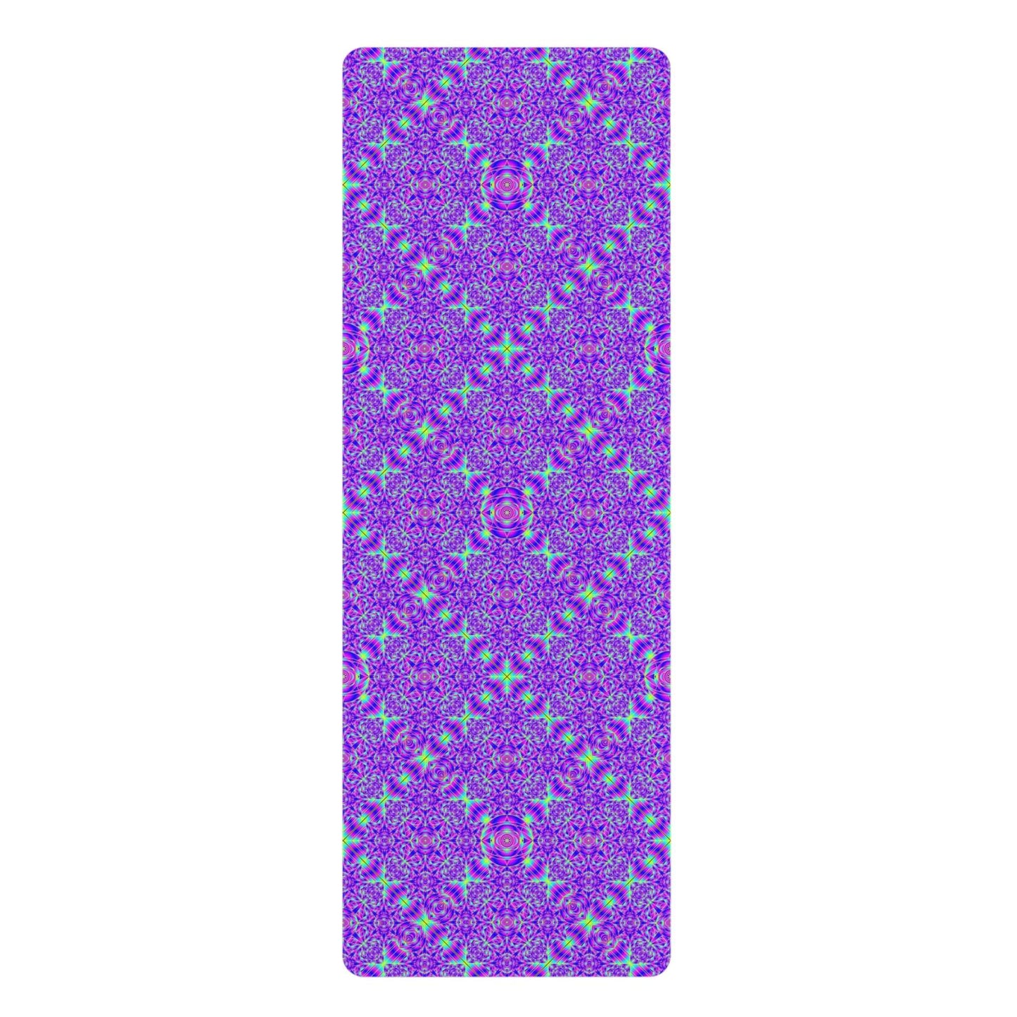 Purple Kaleidoscope Rubber Yoga Mat — Non-Slip Mandala Pattern