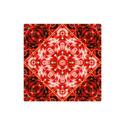 Acrylic Wall Art Panel — Red Kaleidoscope Mandala Decorative Square