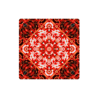 Acrylic Wall Art Panel — Red Kaleidoscope Mandala Decorative Square