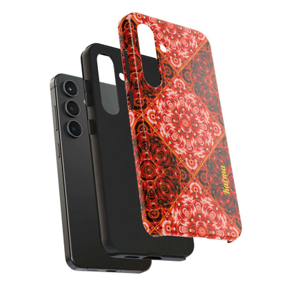 Red Floral Kaleidoscope Tough Phone Case — Personalized Name Option