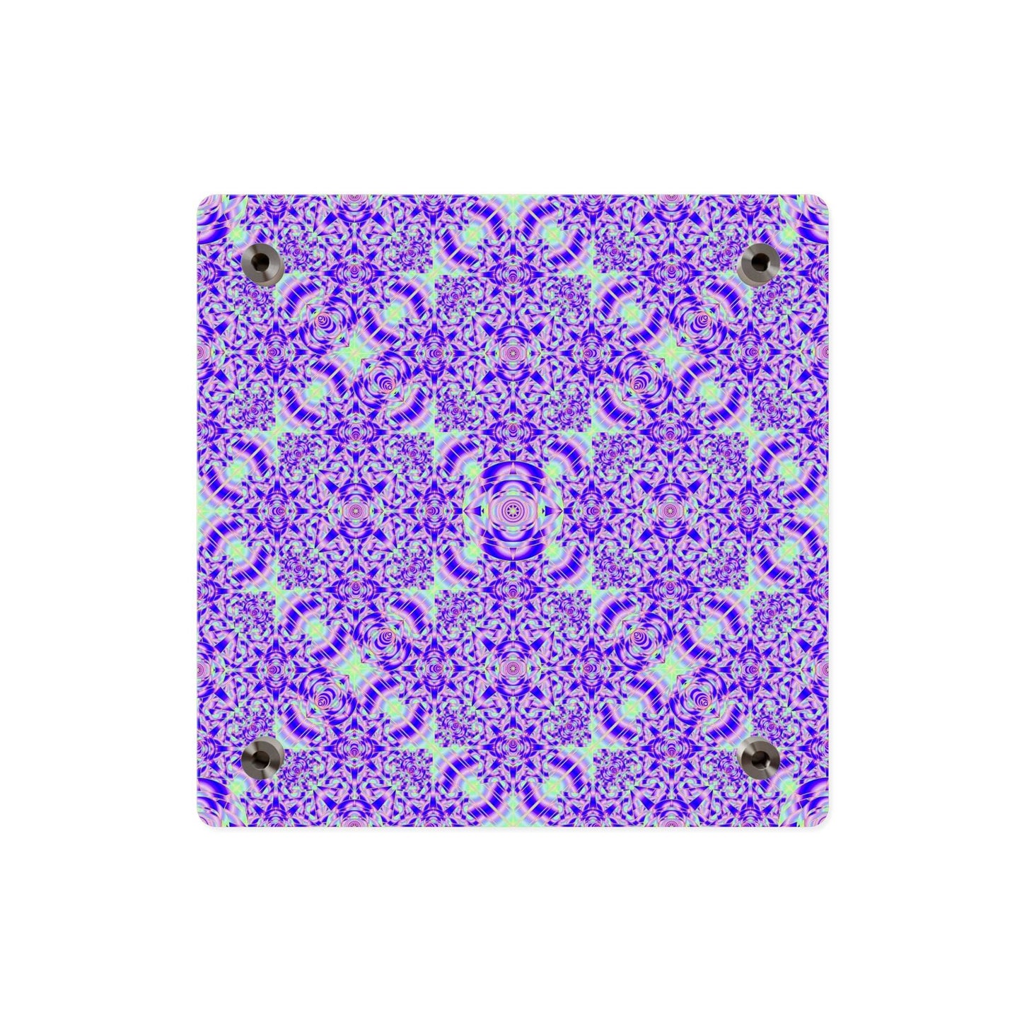Psychedelic Kaleidoscope Acrylic Wall Art Panel — Vibrant Purple & Neon Green Geometric Decor
