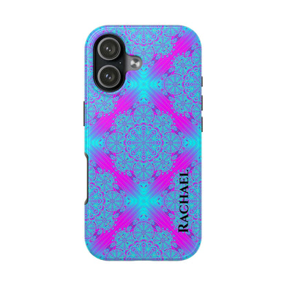 Personalized Tough Phone Case — Blue & Purple Mandala Design (Custom Name)