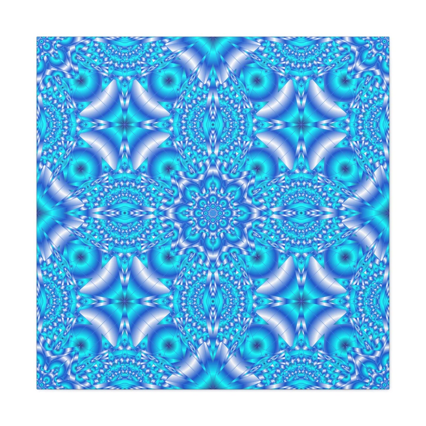 Blue Kaleidoscope Pattern Matte Canvas Wall Art - Stretched 1.25"