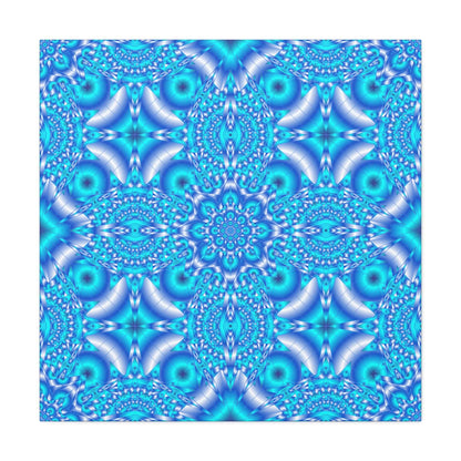 Blue Kaleidoscope Pattern Matte Canvas Wall Art - Stretched 1.25"