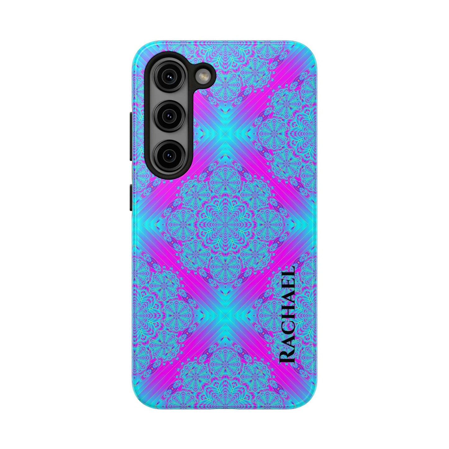 Personalized Tough Phone Case — Blue & Purple Mandala Design (Custom Name)