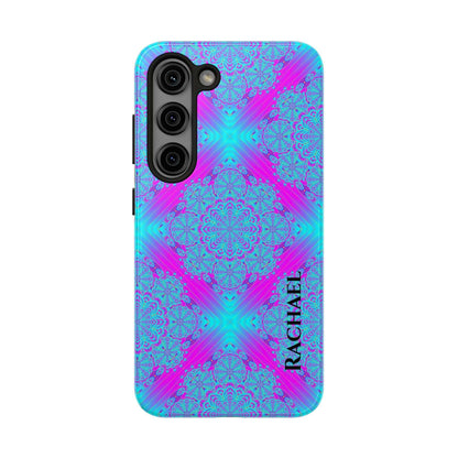 Personalized Tough Phone Case — Blue & Purple Mandala Design (Custom Name)